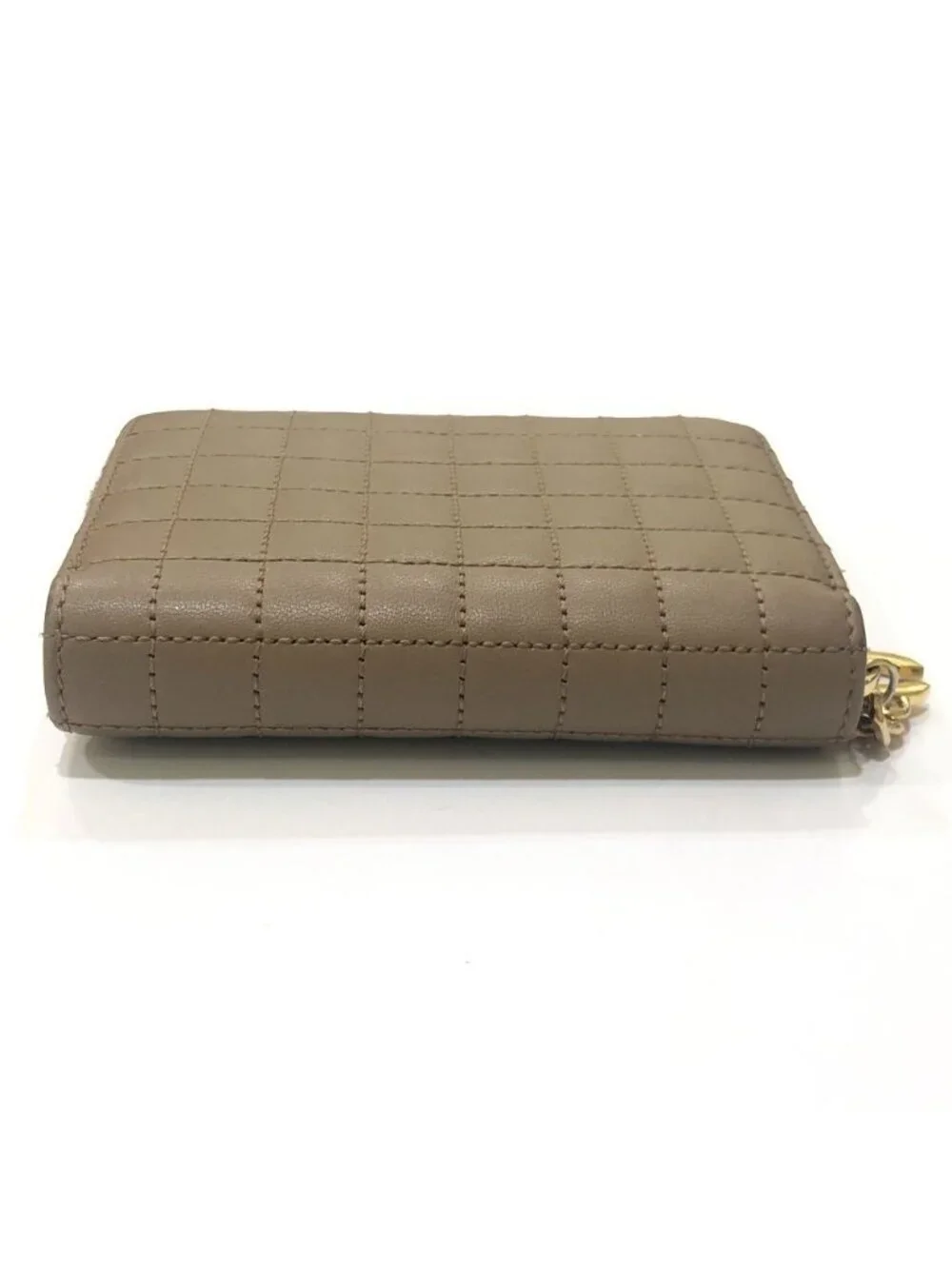 Celine Coin Case C Charm Compact Zip Wallet Leather Khaki Brown